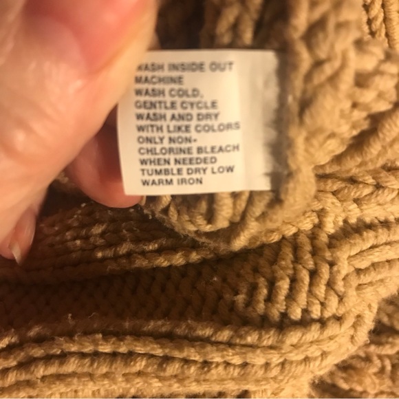 WOMEN’s GAP V NECK CABLE KNIT PULLOVER SWEATER CAMEL BROWN COLLAR  M - Picture 9 of 10